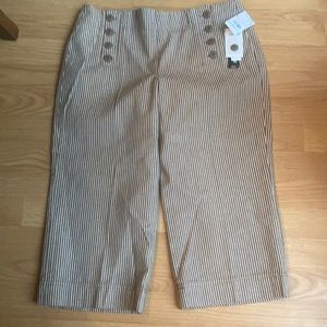 Brown and cream stripped capris